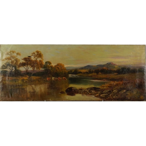 1011 - Manner of George Shalders - Mountainous river landscapes with Highland cattle, pair of 19th century ... 