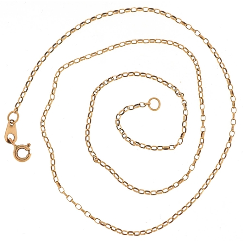 10 - 9ct gold Belcher link necklace, 42cm in length, 1.7g