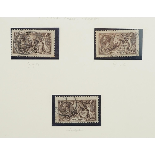 35 - Six 1913 Seahorse stamps up to one pound