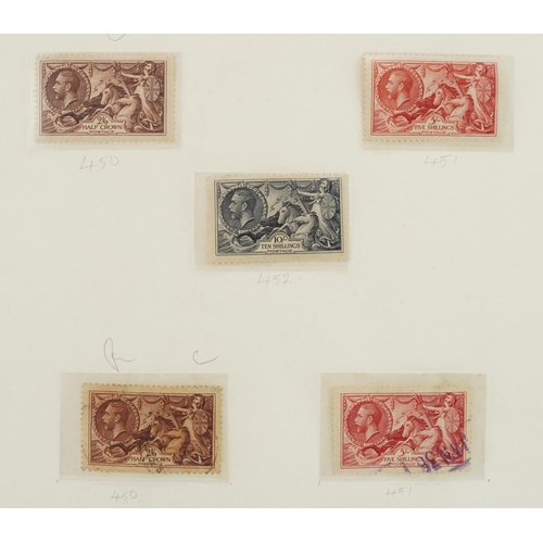 39 - Eleven mint and used Seahorse stamps up to ten shillings including block of four