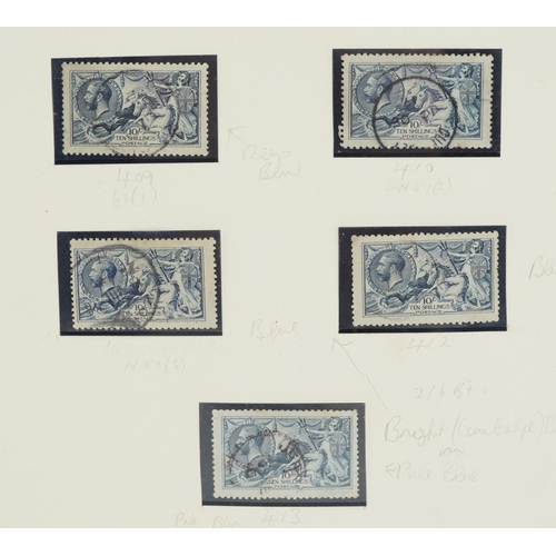 38 - Nine 1915-1918 Seahorse stamps up to ten shillings