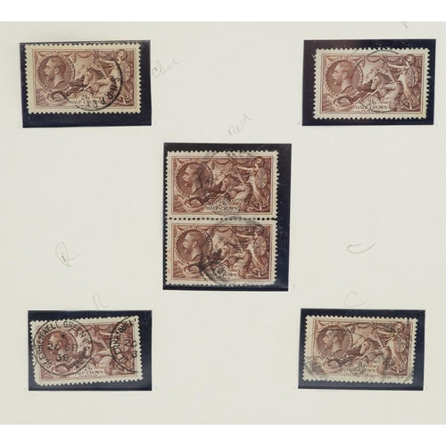 40 - Fifteen various Seahorse stamps up to ten shillings including block of two