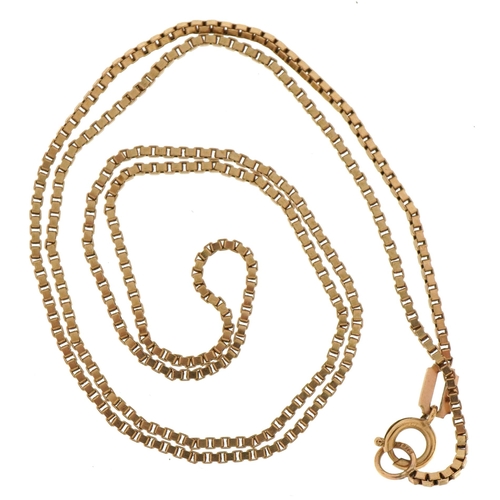 60 - 9ct gold box link necklace, 40cm in length, 3.0g