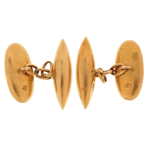 61 - Pair of 18ct gold seed pearl cufflinks, 1.7cm wide, 5.2g