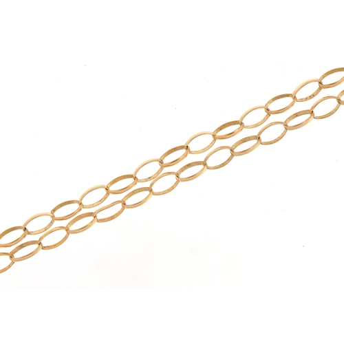 64 - 9ct gold Belcher link necklace, 44cm in length, 2.3g