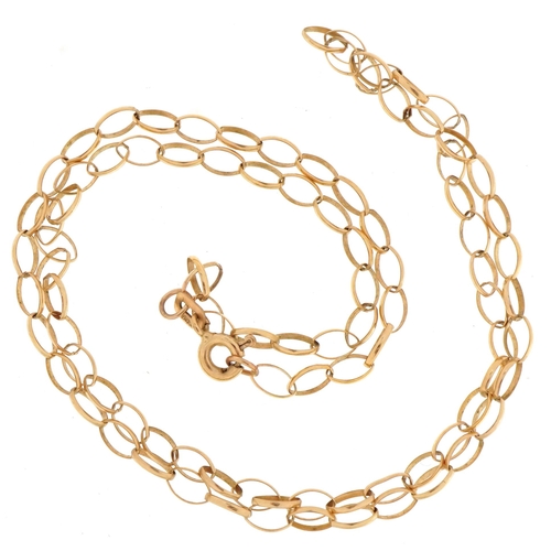 64 - 9ct gold Belcher link necklace, 44cm in length, 2.3g