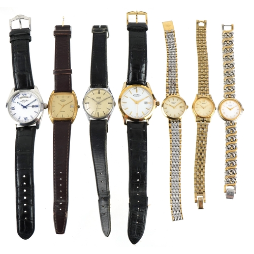 69 - Seven vintage and later ladies and gentlemen's wristwatches including Seiko, Corvette, Rotary and Ci... 