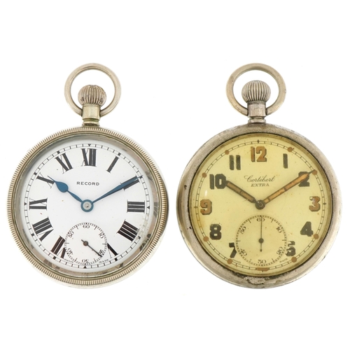 82 - Military issue Cortebert pocket watch with luminous hands and a London Transport Company Record pock... 