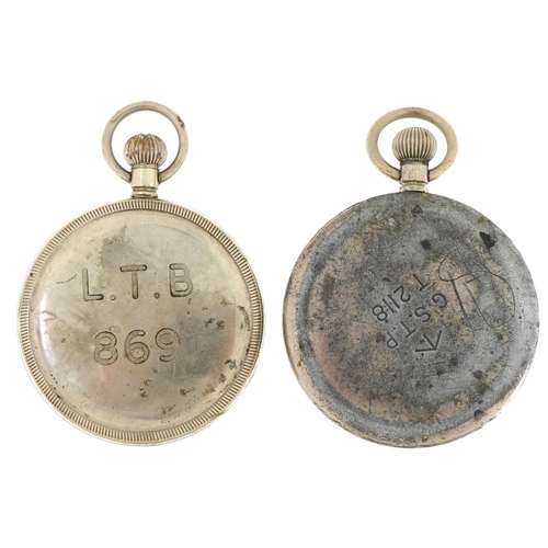 82 - Military issue Cortebert pocket watch with luminous hands and a London Transport Company Record pock... 