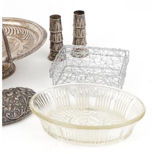 118 - Edwardian and later silver, silver plate and sundry items including vanity jars, some with silver li... 