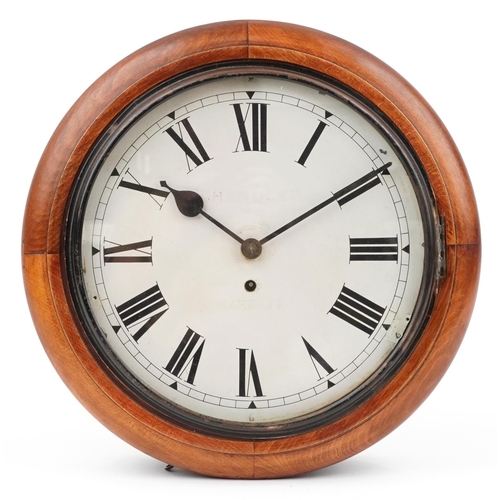 129 - Victorian style mahogany wall clock with painted dial, indistinctly inscribed Chandler Margate, 40.5... 