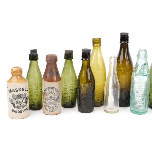 72 - 19th century and later stoneware and glass advertising bottles, predominantly relating to Maidstone,... 