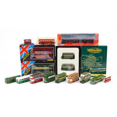 97 - Collection of diecast buses, some with boxes, including Solido and Citaro