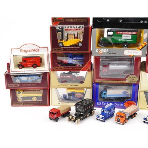 98 - Collection of diecast vehicles, some with boxes, predominantly Models of Yesteryear advertising vans