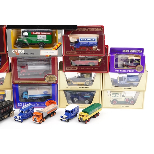 98 - Collection of diecast vehicles, some with boxes, predominantly Models of Yesteryear advertising vans