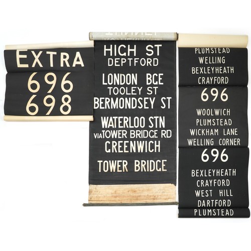 87 - Three vintage London Transport Tram & Bus roller blinds