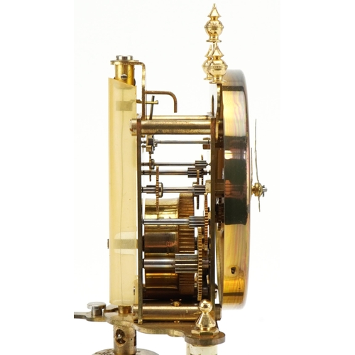 123 - Two brass anniversary clocks housed under glass domes including a Kundo example, the largest 30cm hi... 