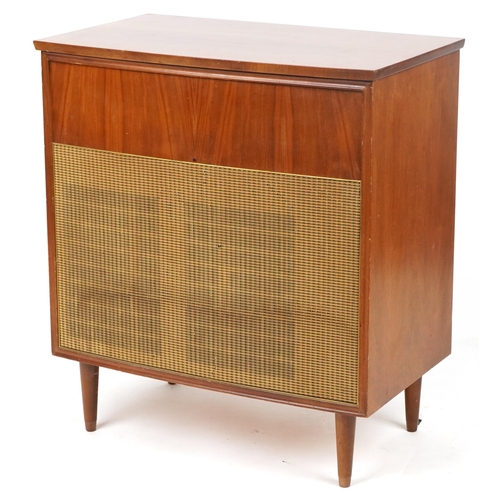 138 - Mid century style Bush bow fronted radiogram, 76cm H x 68.5cm W x 40.5cm D