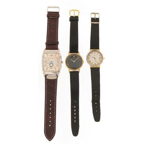 113 - Three vintage and later gentlemen's wristwatches comprising Tissot Seastar with box, Raymond Weil an... 