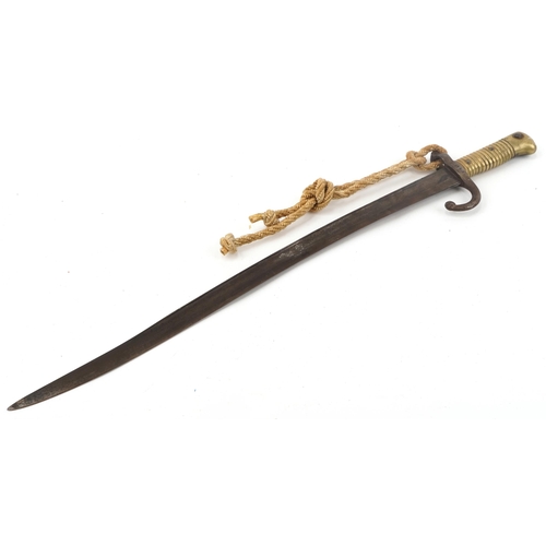 2500 - French military interest long bayonet, various impressed and engraved marks, 69cm in length