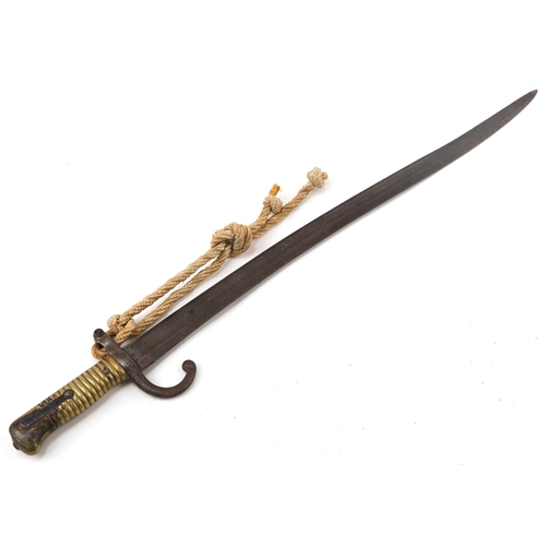 2500 - French military interest long bayonet, various impressed and engraved marks, 69cm in length