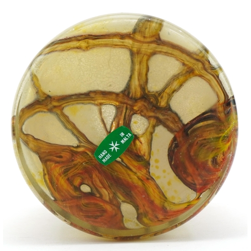 461 - Attributed to Mdina, large mottled mallet art glass vase, Maltese paper label to the base, 23cm high