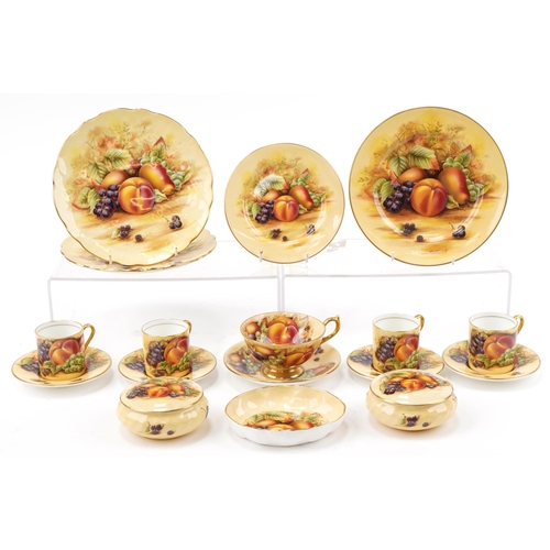 Collection of Aynsley Orchard Gold china including coffee cans