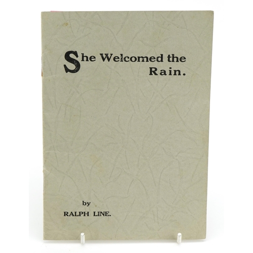 2715 - Signed copy of She Welcomed the Rain  by Ralph Line printed by E & R Schindler Cairo 1941 with inscr... 