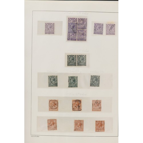 41 - British George V stamps arranged in an album including Seahorses up to ten shillings, blocks and con... 