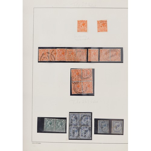 41 - British George V stamps arranged in an album including Seahorses up to ten shillings, blocks and con... 