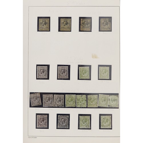 41 - British George V stamps arranged in an album including Seahorses up to ten shillings, blocks and con... 