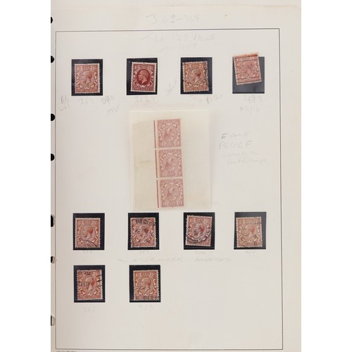 41 - British George V stamps arranged in an album including Seahorses up to ten shillings, blocks and con... 