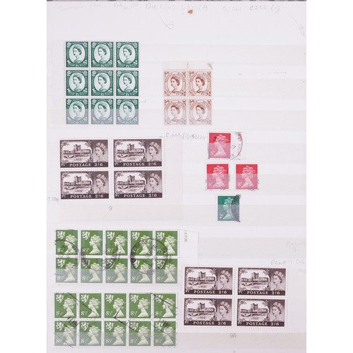 43 - Victorian and later British stamps arranged in a stock book including Penny Red and blocks