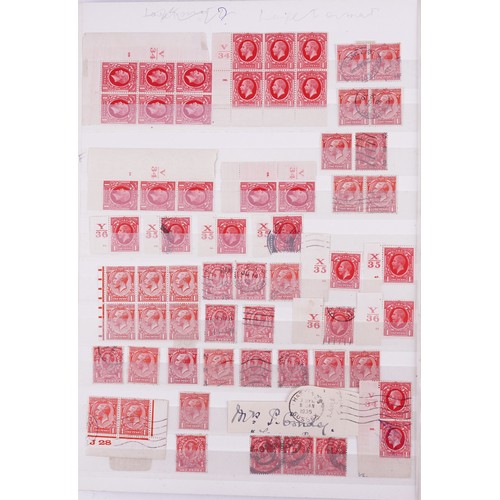 43 - Victorian and later British stamps arranged in a stock book including Penny Red and blocks