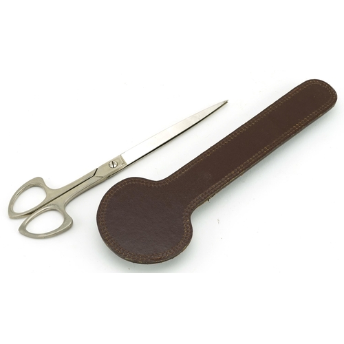 296 - Pair of American  stainless steel barber's scissors housed in a Lewyn Machine Tool Corp. Atlanta, Ge... 