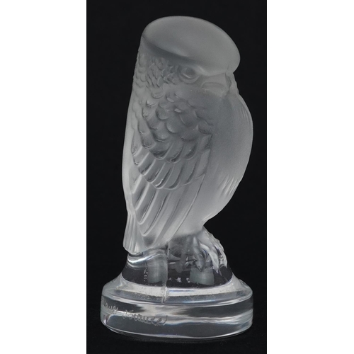 106A - Lalique, French frosted and clear glass Rapace bird of prey paperweight etched Lalique France, 6cm h... 