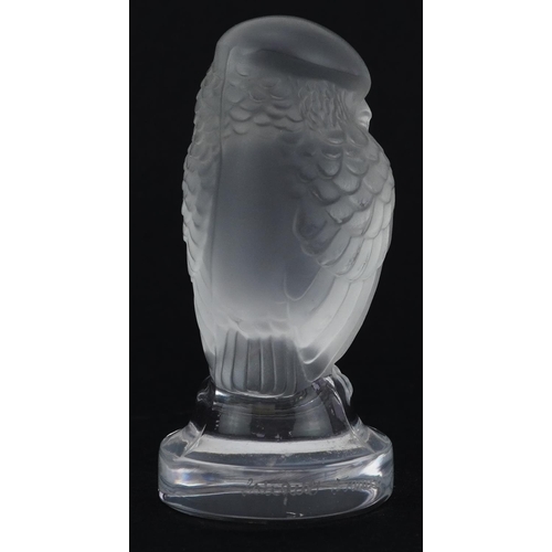 106A - Lalique, French frosted and clear glass Rapace bird of prey paperweight etched Lalique France, 6cm h... 