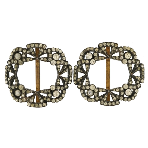 427 - Pair of Georgian gilt metal and paste buckles, 6cm in diameter