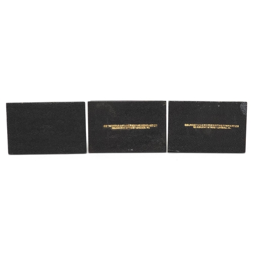 2463 - Three Military interest unmarked silver Royal Marine menu or place card holders, The Goldsmiths & Si... 