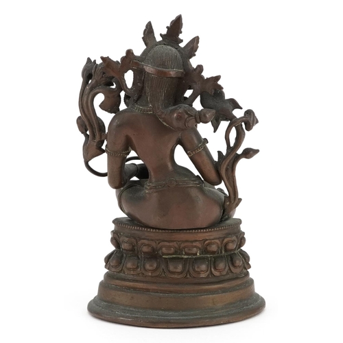 41 - 18th century Chinese bronze Buddha of Tara, 15cm high, 866grams