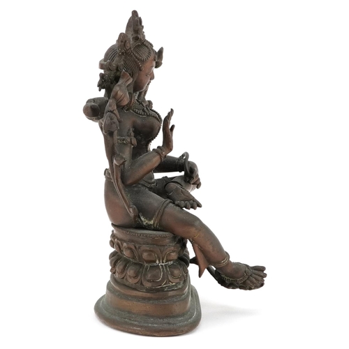 41 - 18th century Chinese bronze Buddha of Tara, 15cm high, 866grams