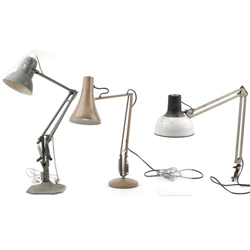 198 - Military interest Air Ministry Herbert Terry Anglepoise table lamp and two other enamelled Anglepois... 