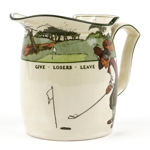 101 - Royal Doulton Golfing Series ware jug with inscribed motto Give losers leave to speak and winners to... 