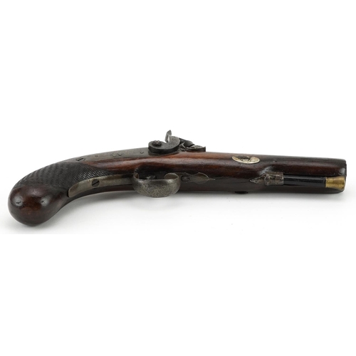 2511 - 19th century naval interest large bore man-stopper percussion pistol with foliate engraved mounts, h... 