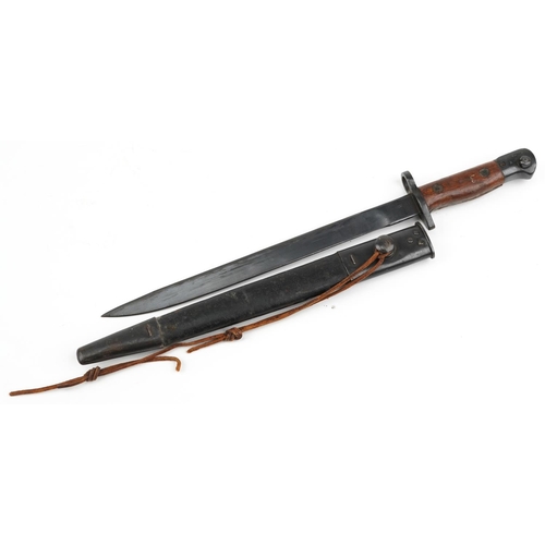 2496 - Military interest bayonet with scabbard, 45cm in length