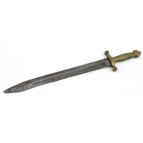 2497 - 19th century Crimean War engineer's Tesak hanger sword, impressed 1837 to the hilt, 59cm in length