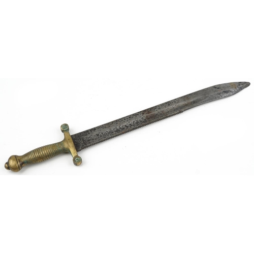 2497 - 19th century Crimean War engineer's Tesak hanger sword, impressed 1837 to the hilt, 59cm in length