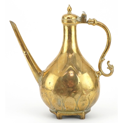 236 - 18th century Indian Mughal brass Aftaba ewer, 34cm high