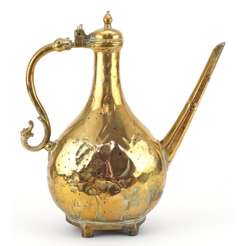 236 - 18th century Indian Mughal brass Aftaba ewer, 34cm high