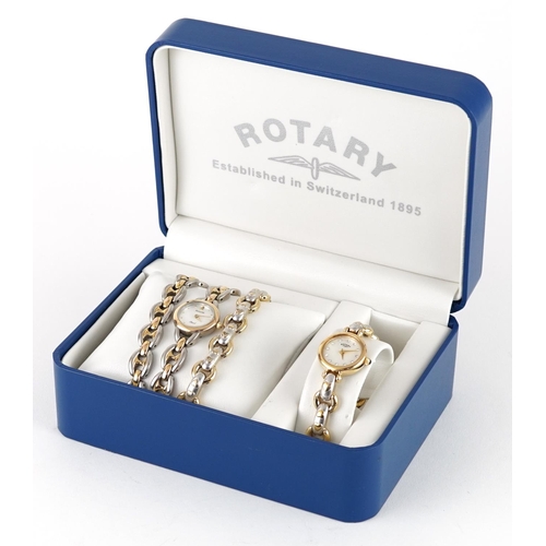 3951 - Rotary and Accurist, two ladies stainless steel and gold plated wristwatches with matching bracelets... 